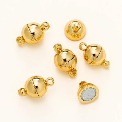 4/6pcs/lot 8*14MM 14K/18K Gold Plated Metal Brass Magnetic Bracelet Clasp Beads for DIY Jewelry Making Findings Accessories