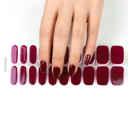 20/22Tips UV Semi cured Gel Nail Stickers Waterproof Long Lasting Full Gel Nail Wraps Press On Nail Decal DIY Manicure