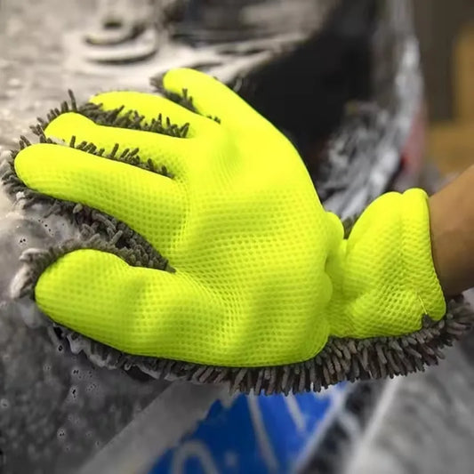Car Wash Gloves Microfiber Wipe Car Sponge Scratch Free Car Wash Cleaning Coral Velvet Double-Sided Cleaning Tool
