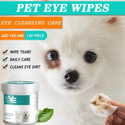 Pet Eye Wipes Cat and Dog Tearmark Wet Wipes Cat and Dog Universal No Irritation Cleaning Products 130 Pieces Wipes Pet Supplies
