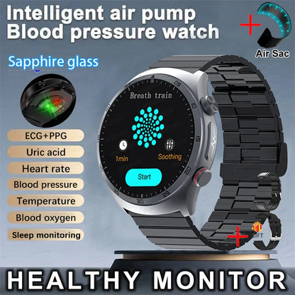 Sapphire Glass AMOLED Blood Pressure Smart Watches ECG Blood Oxygen Blood Pressure Air Pump Sport Health Tracking Smartwatch NFC