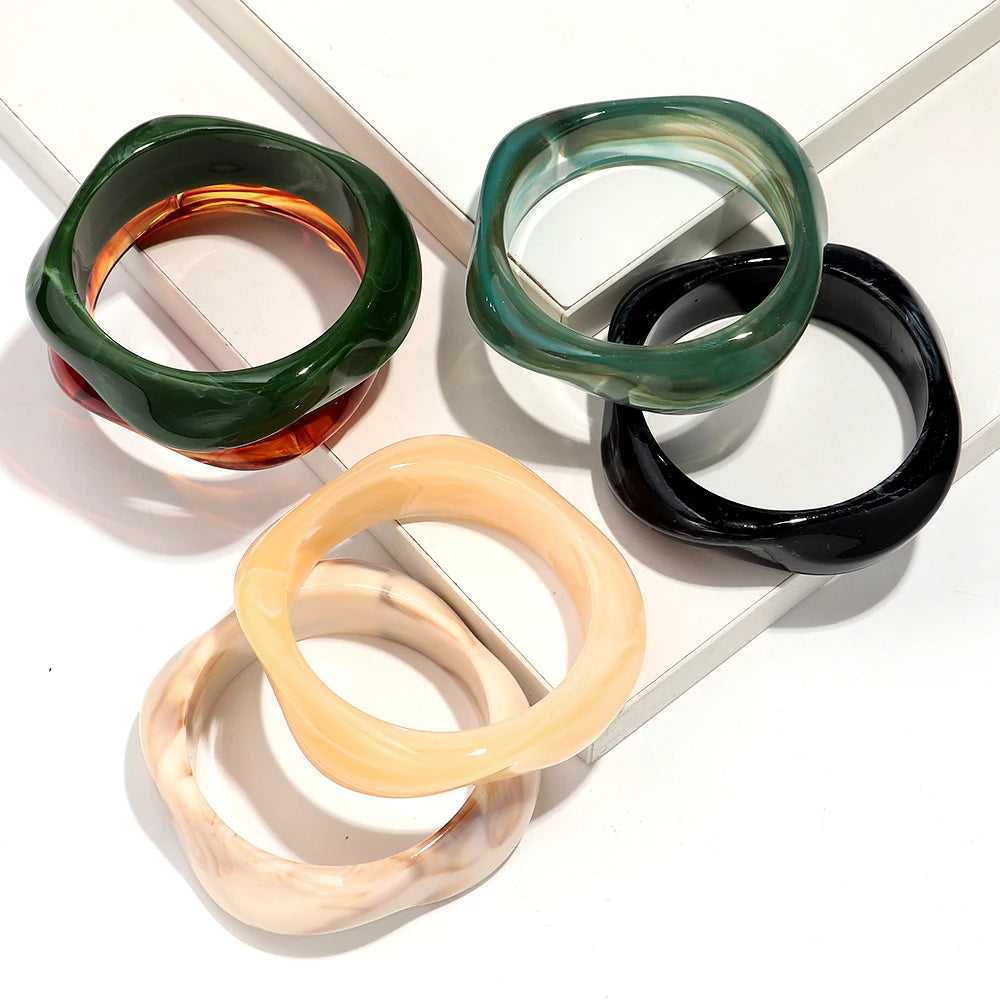 Bohomia Acrylic Statement Irregular Geometric Chunky Bangles for Women Resin Colorful Exaggerated Charm Bracelet Jewelry Gifts