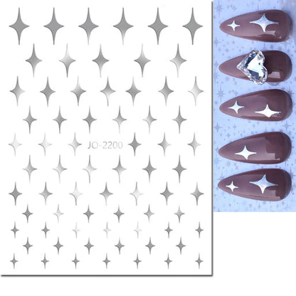 3d Nail Art Stickers Red Black White Love Hearts Stars Clouds French Full Tips Adhesive Nail Decals Slider For Manicure