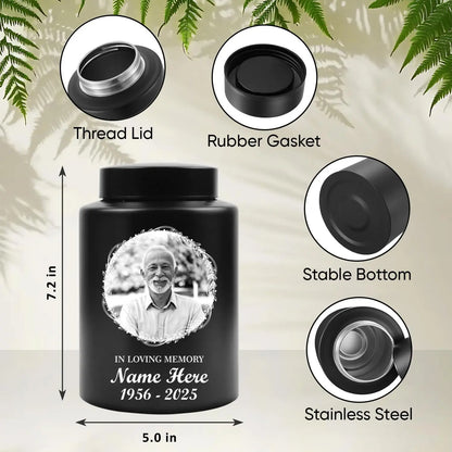 Personalized Pet Ash Urn with Photo Upload Ordinary Portrait Engraving Stainless Steel Cat Dog Memorial Ash Jar Customizable Eng