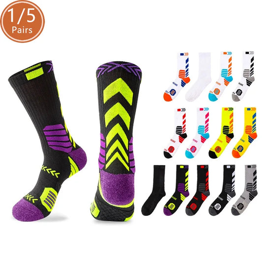 Elite Sport Cycling Basketball Socks Compression Running Man Black Trend Breathable Long Hiking Damping Athletic Professional