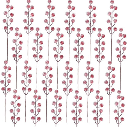 5/10Pcs Chritsmas Decoration Snowflake Red Berry Branche Chritsmas Tree Pendant for Home Decor Xmas New Year 2025 Gift Accessory