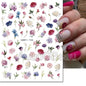 3d Nails Art Decals Spring Fruits Pink Full Tips Peony Magnolia Flowers Adhesive Sliders Stickers Decoration For Nails Manicure