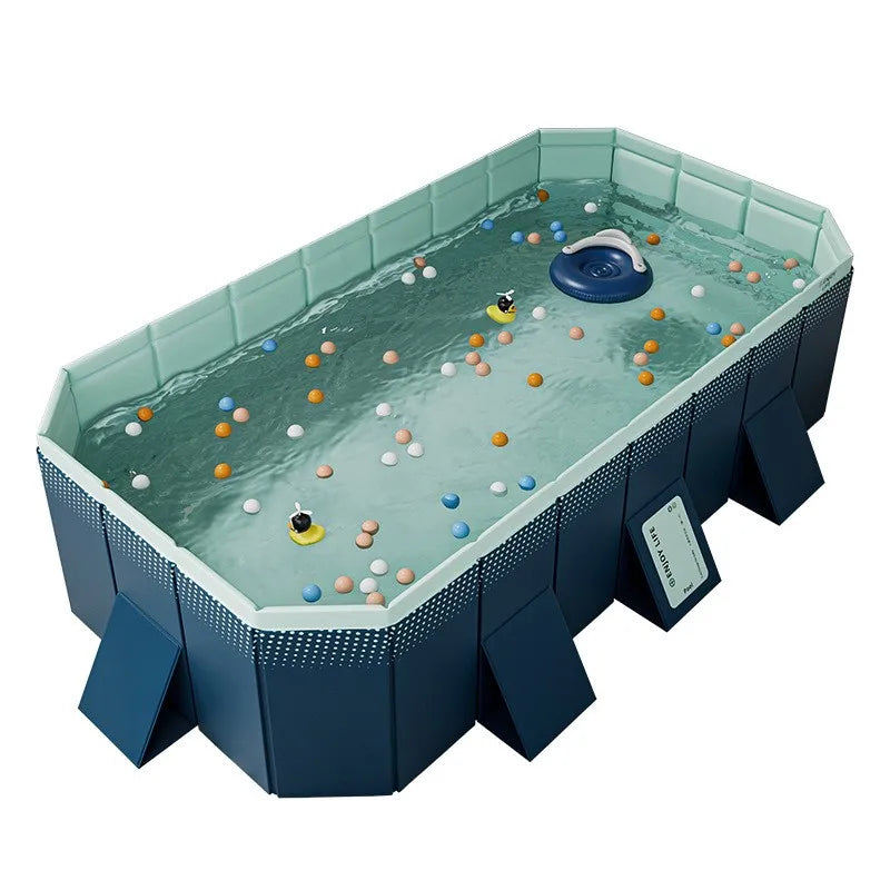 Blue Foldable Frame Swimming Pool For Kids Family Garden Summer Water Play Backyard Water Pool Multiple Sizes
