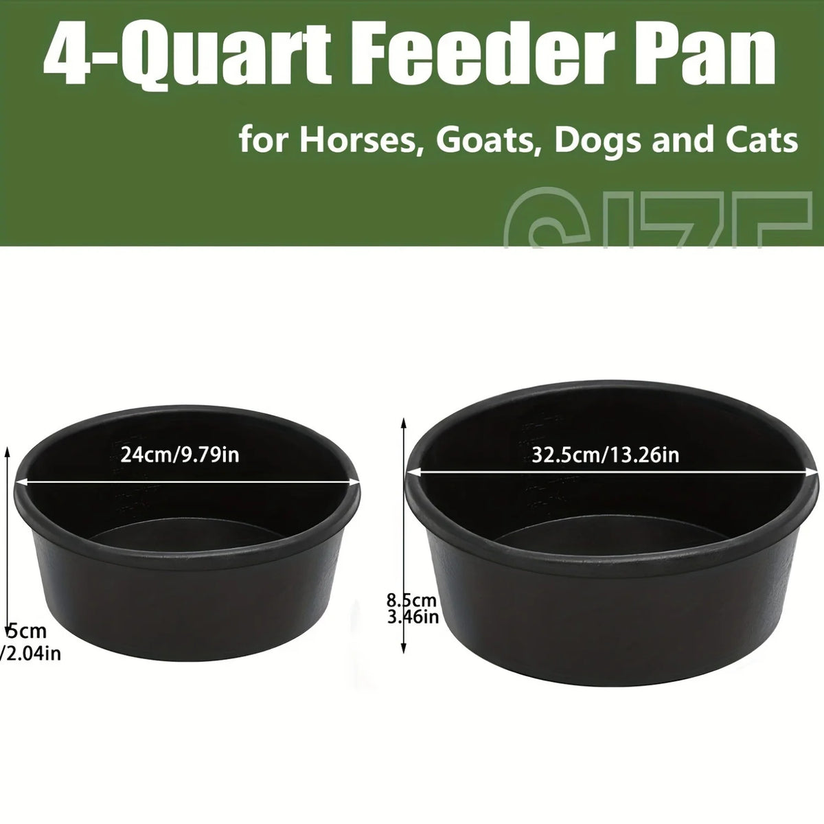 2Pcs Rubber Feeder Pan, 3 Gallon Rubber Horse Feed Pan Rubber Dog Bowl Pig Feeder Large Utility Feed Bucket for Goats Horses