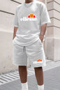 Men's Summer Casual and Fashionable Round Neck Short Sleeved T-shirt+shorts Breathable Sports Set Two-piece Set