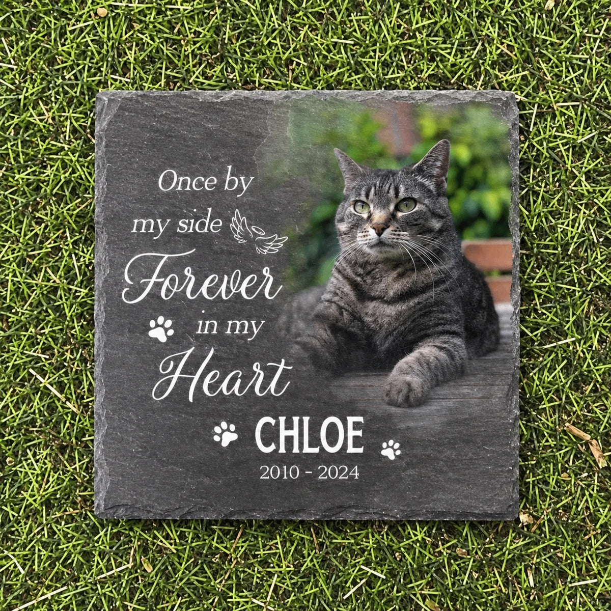 Personalized Cat Grave Marker Slate Plaque Stone Custom Engraved Name Pet Memorial Remembrance Gift For Kitty Loss Souvenir