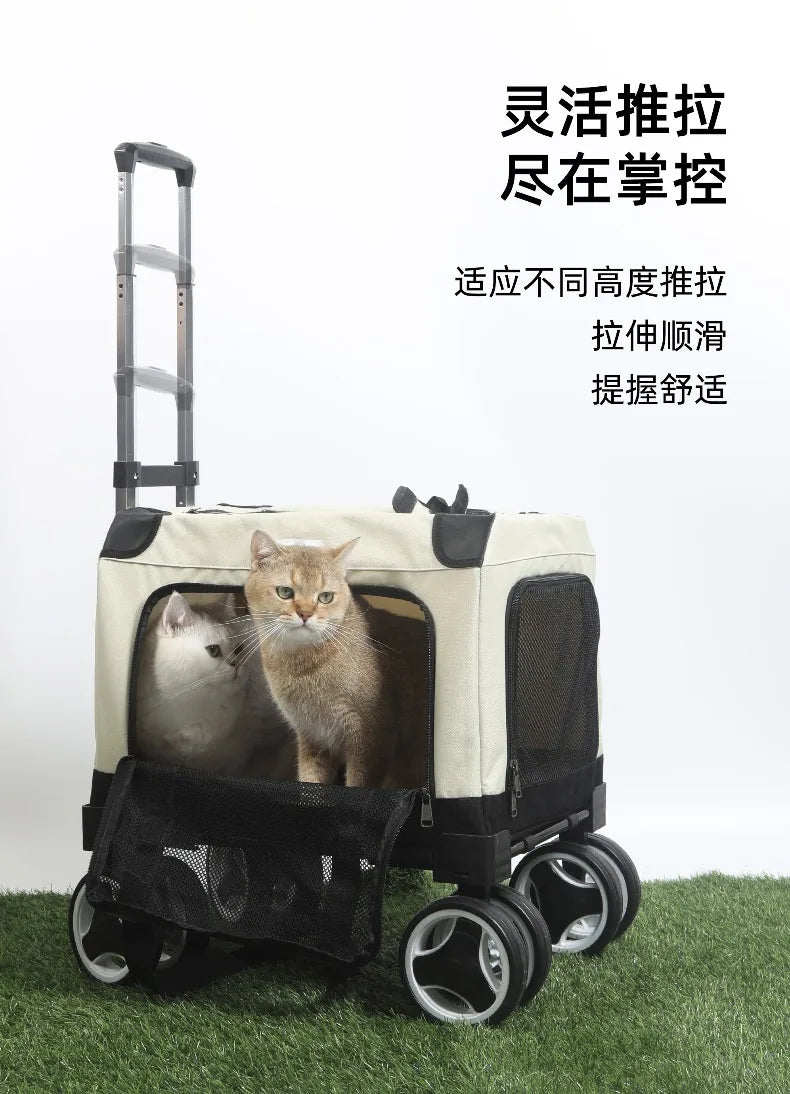 FurStarLarge Pet Rolling Carrier With Wheels Multi-Cat Travel Trolley Bag Spacious Dog Carrier Backpack Portable Car Seat Pet St