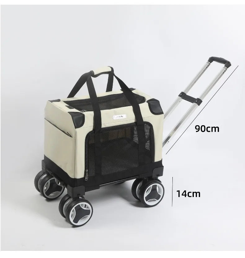 FurStarLarge Pet Rolling Carrier With Wheels Multi-Cat Travel Trolley Bag Spacious Dog Carrier Backpack Portable Car Seat Pet St