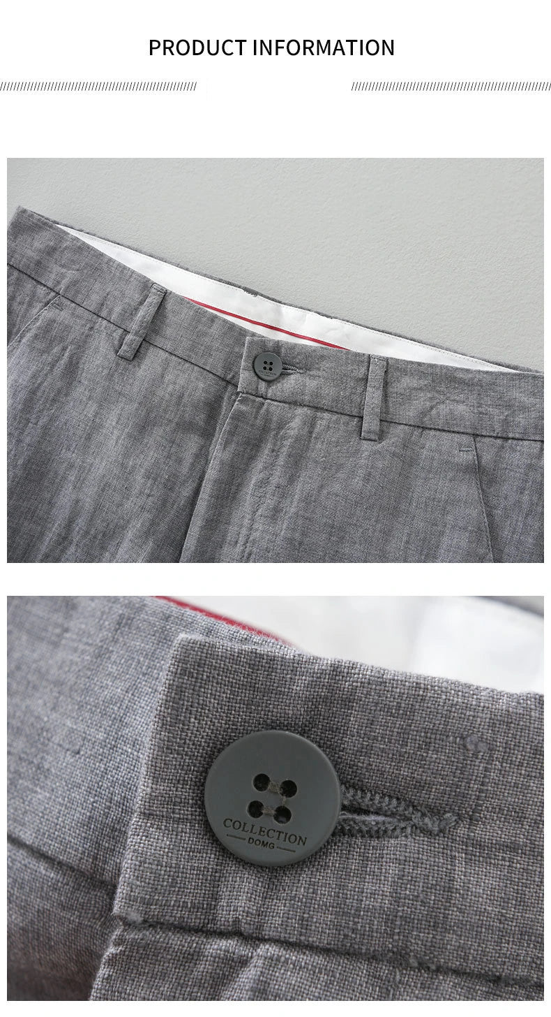 Summer New Pure Linen Casual Slim Pants for Men Clothing Thin Breathable Streetwear Men Trousers EC1335