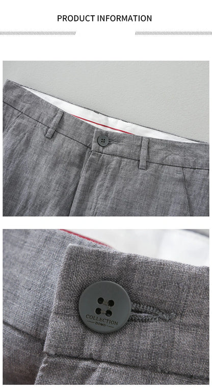Summer New Pure Linen Casual Slim Pants for Men Clothing Thin Breathable Streetwear Men Trousers EC1335