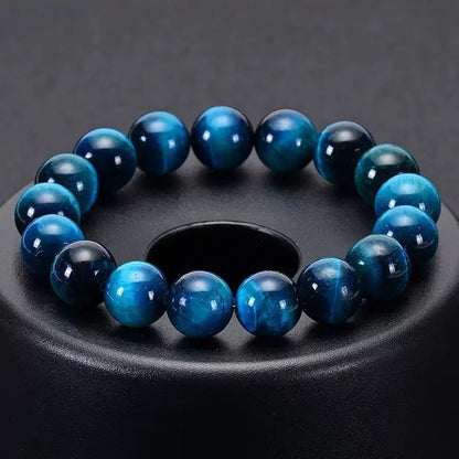 1Pc 6/8/10mm Minimalist Blue Tiger Eye Stone Beaded Bracelet Natural Stone Round Beads Bracelet For Daily Decoration