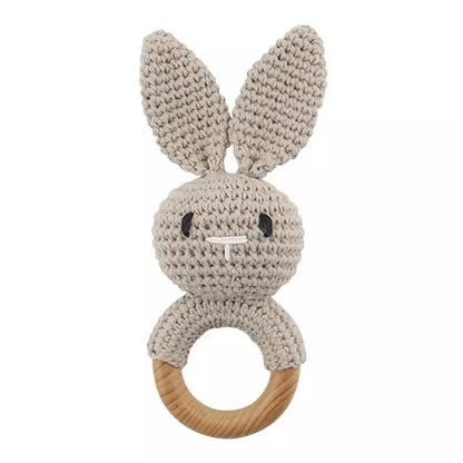 1Pc Baby Teether Wooden Crochet Rattle Toy BPA Free Baby Mobile Play Gym Wood Rodent Rabbit Rattle Newborn Educational Toy Gifts