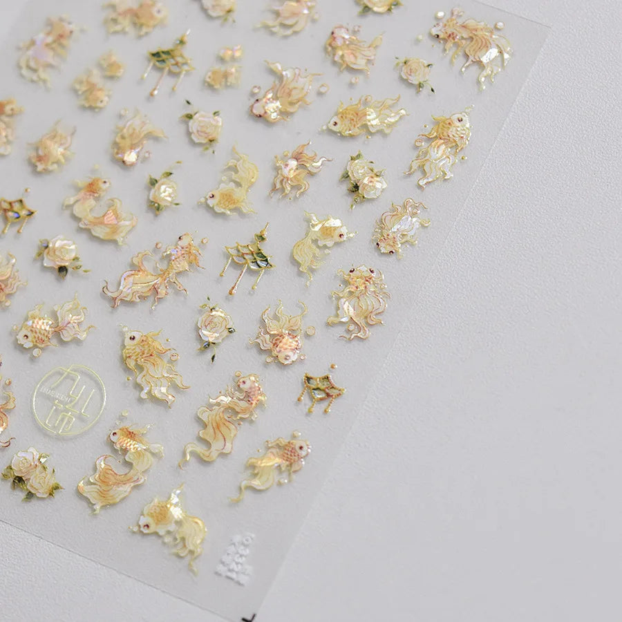 Ocean Shell Starfish Shell Conch Whale Dolphin Seahorse Coconut Tree Water Bubbles Self Adhesive Nail Art Sticker Manicure Decal