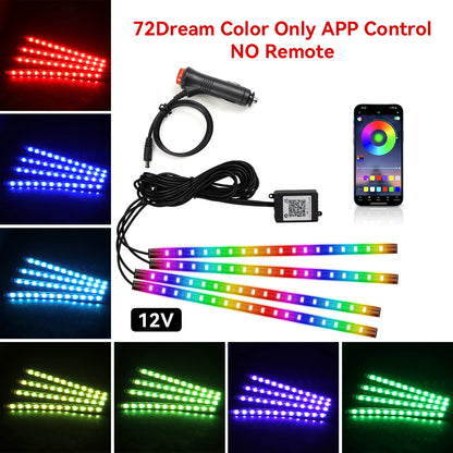 Neon Car Interior Ambient Foot Light with USB Wireless Remote Music App Control RGB 48 LED Atmosphere Decorative Lamp
