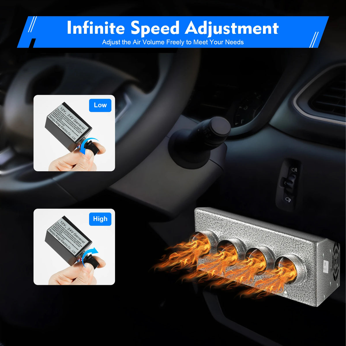 12V 4Way Truck Heater, 8A RV Heater Car Engine Hot Coolant Auto Car Heater, Fast Heating for Cars, Trucks, Ships