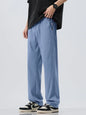Summer Lyocell Fabric Ultra-thin Trousers Men's Loose Straight Cool Breathable Daily Sports Blue Casual Trousers Fashion Korean
