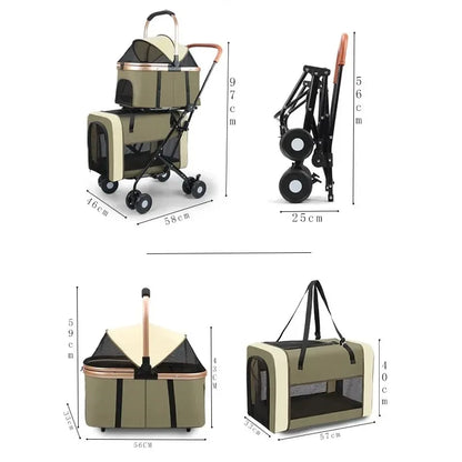 2026 New Multi Layer Pet Cart for Cats Dogs, Large Space Detachable Pet Carriers and Travel Gear