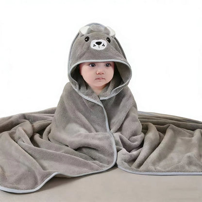 Toddler Bathrobe Infant Bath Towel Boy Girl Blankets Swaddle With Hood Cartoon Coral Fleece Towel Blanket Newborn Kids Bedding