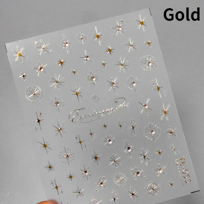1PC 5D Korean Bronzing Nail Stickers Japanese Gold Silver Star Moon Luxury DIY Nail Art Decoration Decals Manicure Accessories