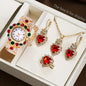 5PCS Luxury Rhinestone Women Watches Jewelry Set Fashion Adjustable Bangle Ladies Quartz Wristwatch Reloj Mujer（Without Box）
