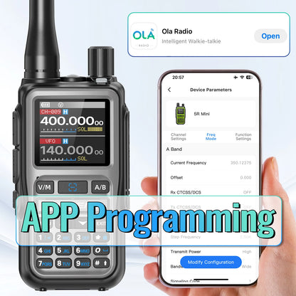 BAOFENG UV-5R Mini Walkie Talkie Full Band Bluetooth Programming Wireless Copy Frequency 999CH AM FM Type-C Long Range Ham Radio