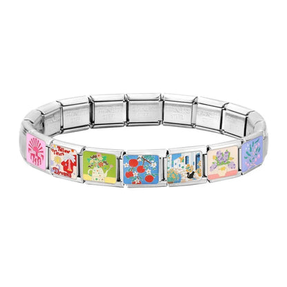 Fashion Drip Glaze Blue Eyes Colorful Butterfly Italian Charm Links Fit 9mm Stainless Steel Bracelet Jewelry DIY Making Beads