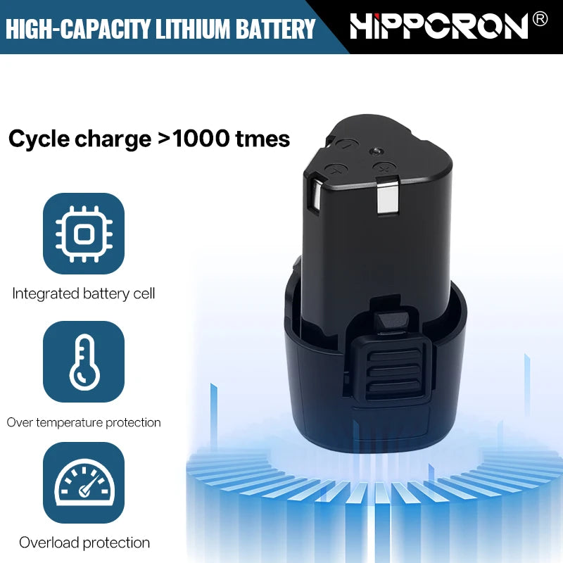 Hippcron 12V Lithium Electric Drill Tapping Cordless Impact Tool Ratchet Set Multifunction Screwdriver Household with 3/8" Chuck