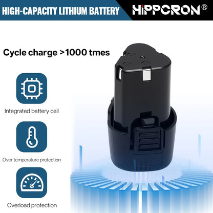 Hippcron 12V Lithium Electric Drill Tapping Cordless Impact Tool Ratchet Set Multifunction Screwdriver Household with 3/8" Chuck