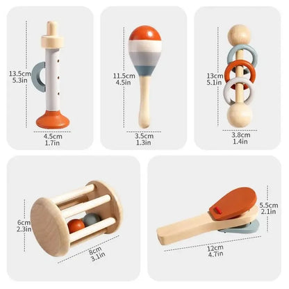 Kids Drum Set Wooden Musical Instruments for Toddlers Baby Preschool Educational Musical Toys Montessori Toys for Kids Ages 3-6