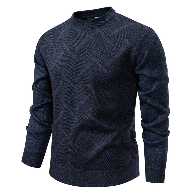 New Sweater Men Casual Knitted Pullover Solid Color Warm Regular Fit Round Neck Sweater Pullovers Mens Sweatwear
