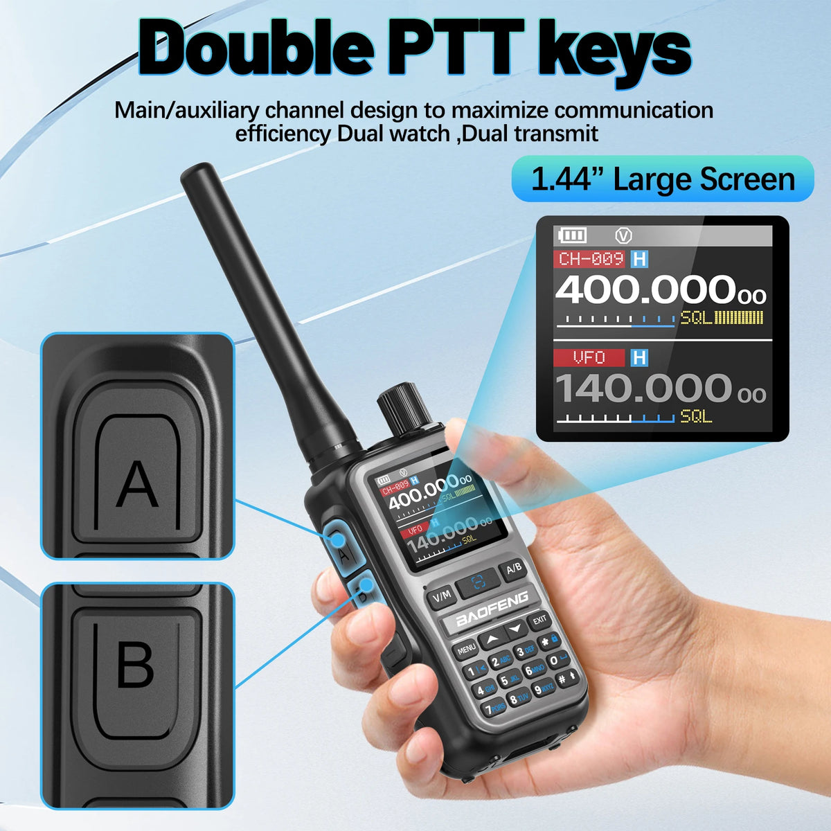 BAOFENG UV-5R Mini Walkie Talkie Full Band Bluetooth Programming Wireless Copy Frequency 999CH AM FM Type-C Long Range Ham Radio