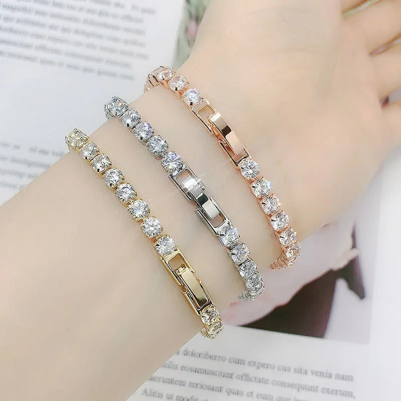 Hip Hop Iced Out 3/4/5mm Crystal Tennis Bracelet for Men Homme Trendy Punk Zirconia Men's Chain on The Hand Streetwear Jewelry