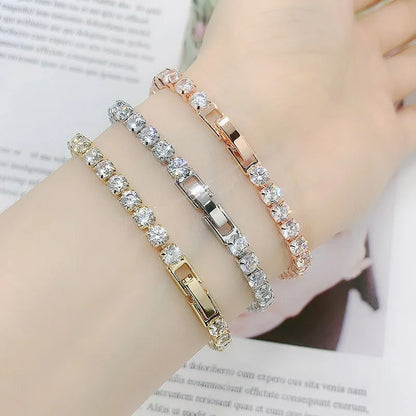 Hip Hop Iced Out 3/4/5mm Crystal Tennis Bracelet for Men Homme Trendy Punk Zirconia Men's Chain on The Hand Streetwear Jewelry