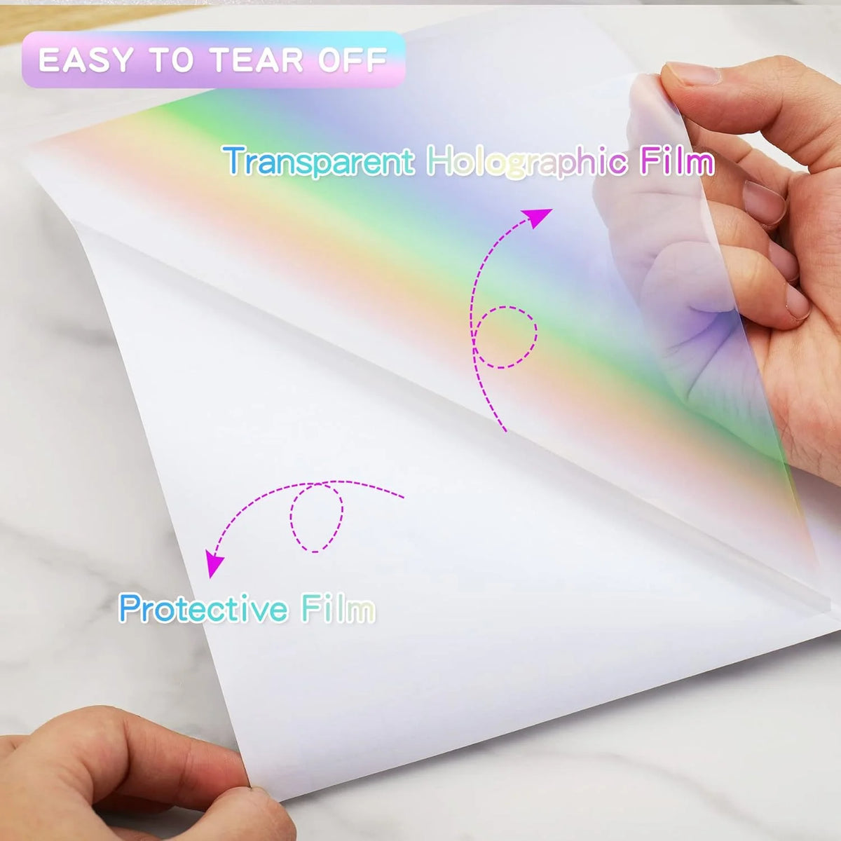 20 Sheets 6 Style A4 Holographic Cold Laminating Film Clear Waterproof Self-Adhesive Vinyl Sticker Paper 8.3x11.7 Inch