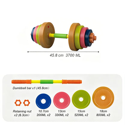 Kids Adjustable Weight Lifting Dumbbell Barbell Set Fitness Exercise Toy Indoor Outdoor Training Activity Play Equipment