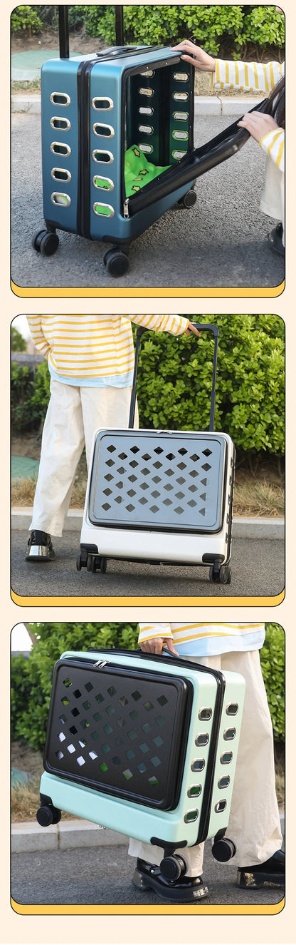 2026 Pet Trolley Luggage Portable Pet Outing Bag Transparent Space Cabin Pet Cart Handheld Cat Bag
