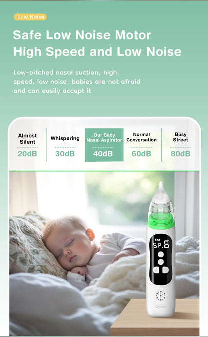 MAMIJOY  Electric Nasal Absorber Silent Baby Obstruction Rhinitis Cleaner Nasal Aspirator Nasal Mucus Cleaning Tool Fro Newborn