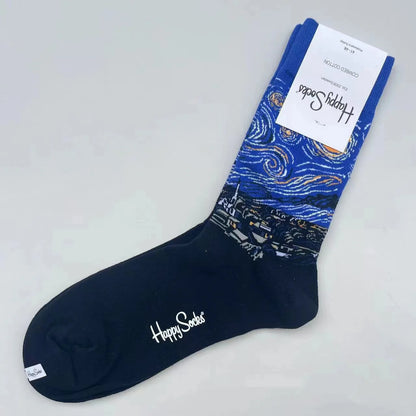 Happy Socks Men's Mid-tube Socks Four Seasons Pure Cotton Classic Socks SIZE 41-46