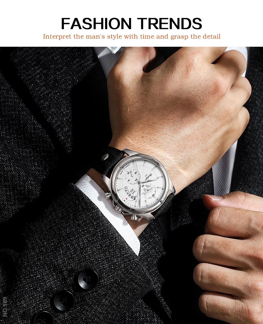 POEDAGAR Luxury Man Wristwatch Chronograph Date Waterproof Leather Men Watch Casual Quartz Men's Watches Sports Male Clock Reloj