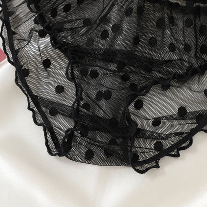 Women 2-Piece Lingerie Dot Embroidery Mesh Fancy Outfit Romantic Underwear Set Bra And Panty Sets