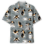 Cute puppy print Hawaiian men's short-sleeved shirt 2024 new casual lapel top fashion plus size