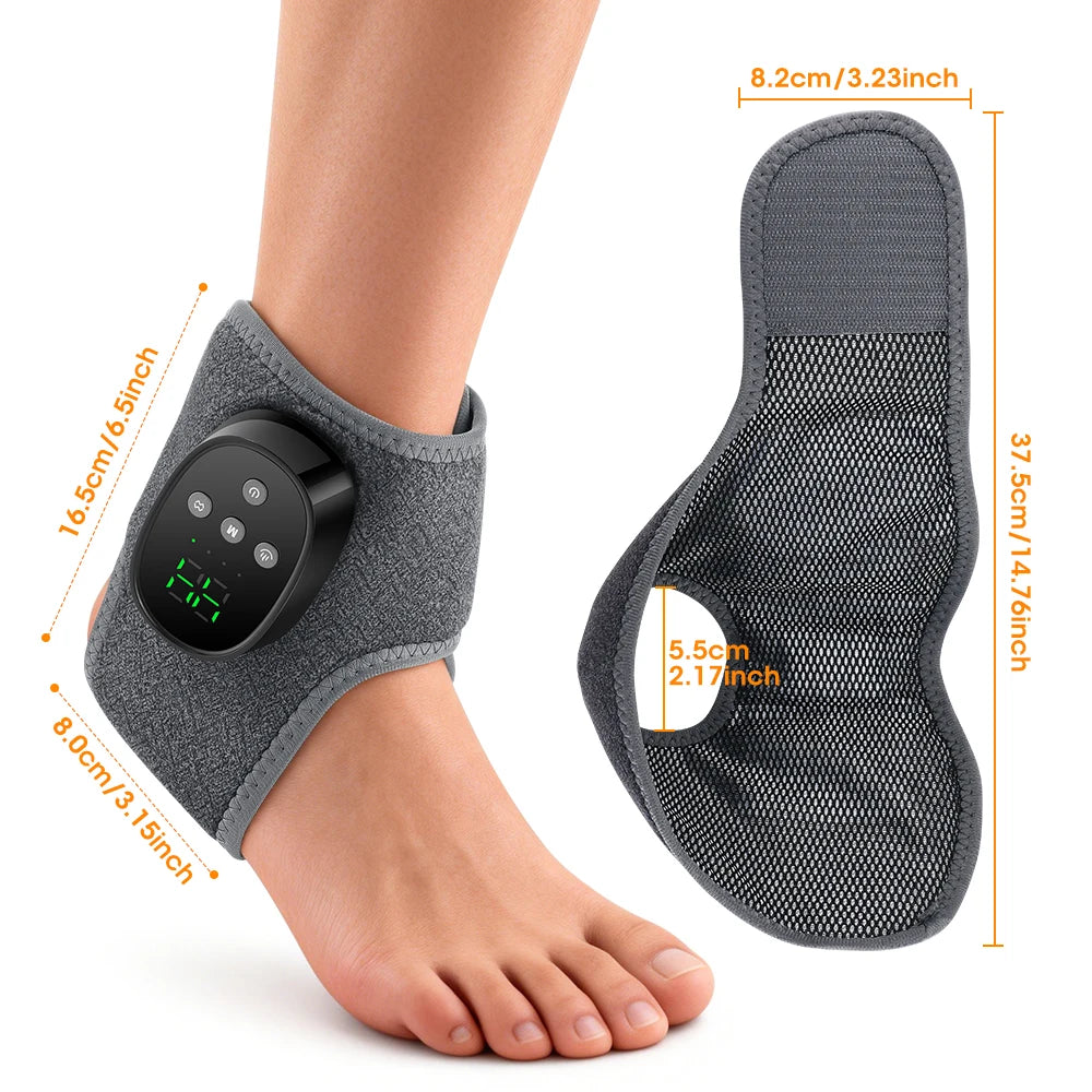 Cordless Electric Ankle Guard 4-Level Heated Vibration Massager Hot Compress Ankle Brace for Left And Right Foot