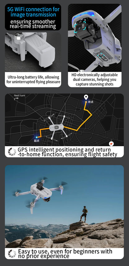 X40 PRO GPS Drone Profesional 8K HD Camera 3-axis Gimbal Aerial Brushless Motors 360° Obstacle Avoidance 5G FPV Security Drones