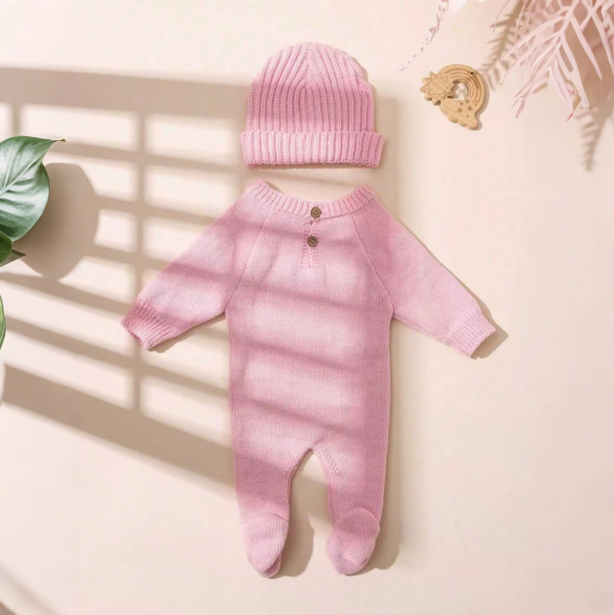 Ylsteed "Hello" Embroidery Knitting Newborn Birth Announcement Outfits Footed Jumpsuit Baby Boy Girl Photography Props Newborn