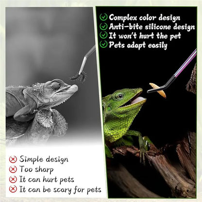 【PRICE-DROP!】Rubber Tip Stainless Steel Reptile Feeding Tongs(2Pcs)- Straight& Curved 10.6" Tweezers For Aquarium Forage Craftin